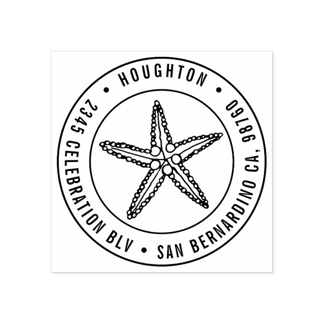 Handgezeichnete Starfish Round Typografy-Rücksende Gummistempel (Prägung)