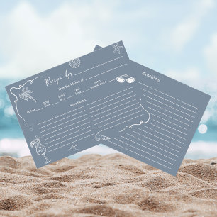 Handgezeichnete Strand-Doodle-Hochzeitsdusche-Reze Begleitkarte
