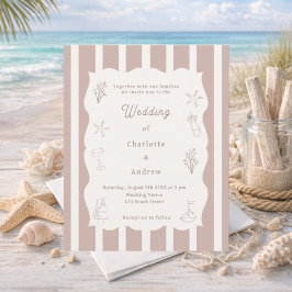 Handgezeichnete Strand-Hochzeitseinladung in Elfen