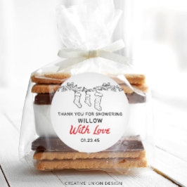 Handgezeichnete Strümpfe Merry Little Baby Shower Runder Aufkleber