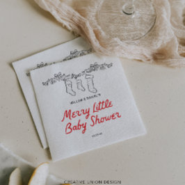 Handgezeichnete Strümpfe Merry Little Baby Shower Serviette