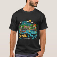 Handgezeichnete Surat Thani Thailand Reise Kunst