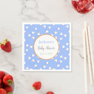 Handgezeichnete süße Enten Blaue Babyparty Serviette