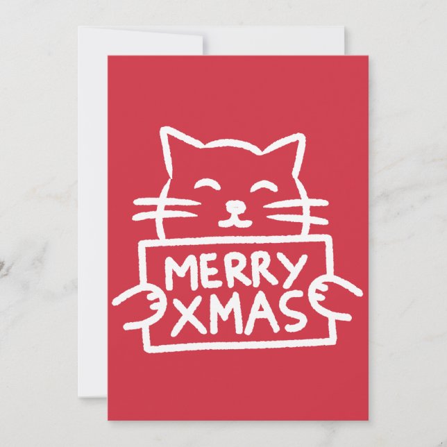Handgezeichnete süße Katze Frohe Weihnachten (Vorderseite)