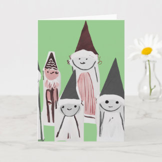 Handgezeichnete süße kleine Weihnachtsfiguren Karte
