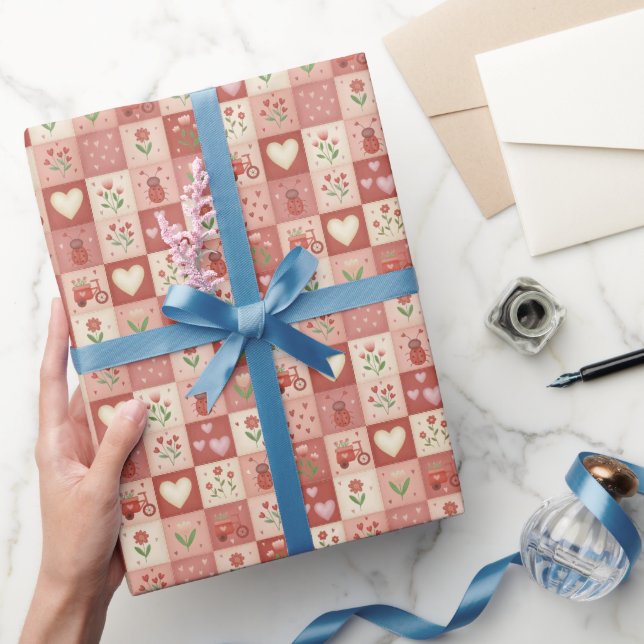 Handgezeichnete süße Patchworkarbeit - Geschenkpap Geschenkpapier (Schenken)
