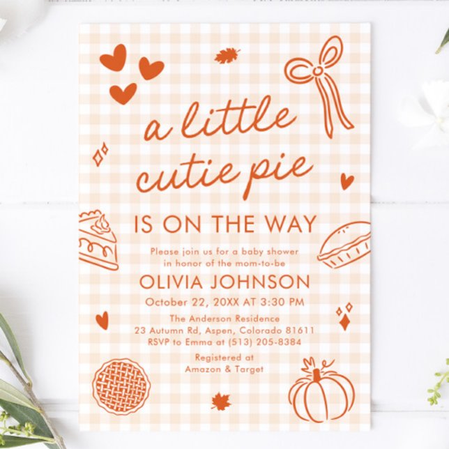 Handgezeichnete Süsse Pie Babydusche Einladung (Fall Hand Drawn A Little Cutie Pie Baby Shower Invitation)