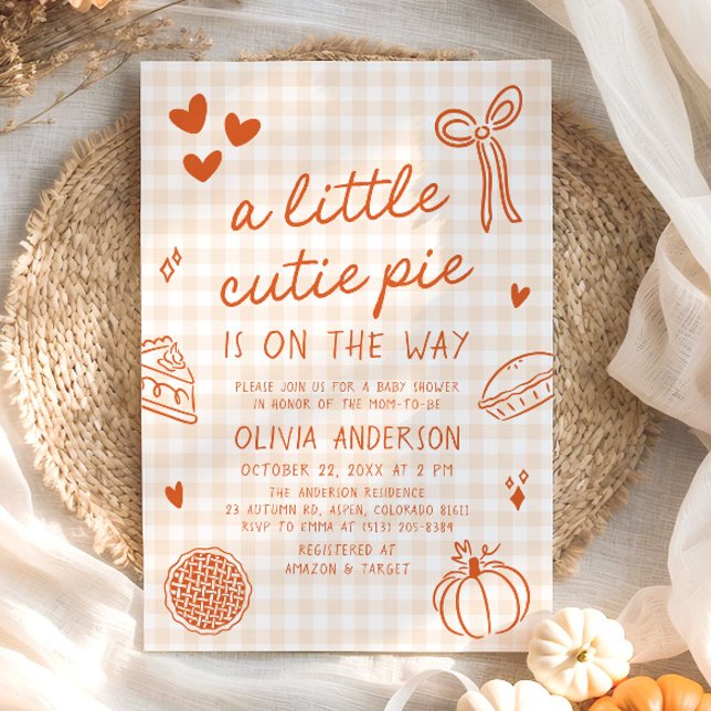 Handgezeichnete Süsse Pie Babydusche Einladung (Fall Cute Hand Drawn Little Cutie Pie Baby Shower Invitation)