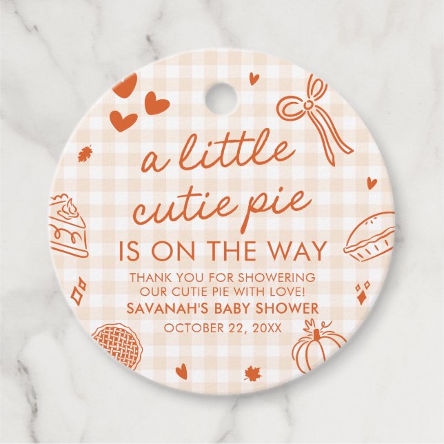 Handgezeichnete Süsse Pie Babydusche Geschenkanhänger (Vorderseite)