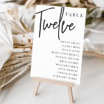 Handgezeichnete Tabelle TWELVE   Gästennamen Tischnummer<br><div class="desc">Einfache und schicke Tischnummer-Karten in Schwarz und Weiß machen bei Ihrer Hochzeit oder Veranstaltung ein elegantes Statement. Das Design enthält "Table [number]" in einem spannenden Mix aus klassischer Serif und handgeschriebenem Skriptsatz, darunter einzelne Gastnamen. Design wiederholt sich auf beiden Seiten. Einzelne nummerierte Karten werden separat verkauft; bestellen Sie jede Tischnummer...</div>