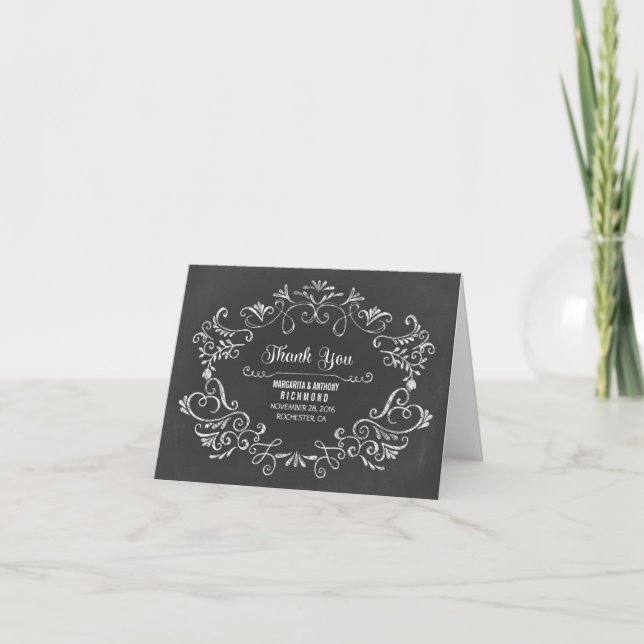 handgezeichnete Tafel Hochzeit danke Karten (Vorderseite)