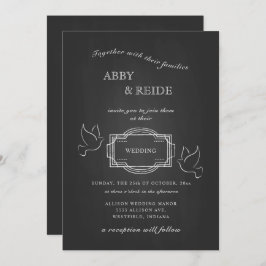 Handgezeichnete Tauben Rustikale Hochzeit Einladung