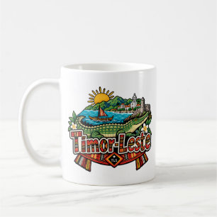Handgezeichnete Timor-Leste-Reise-Kunst-Sehenswürd Kaffeetasse