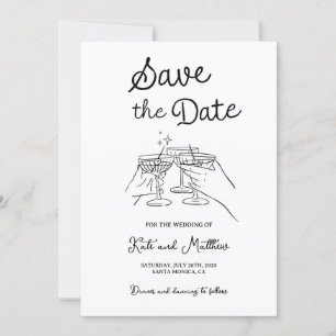 Handgezeichnete Toast Save the Date Einladung