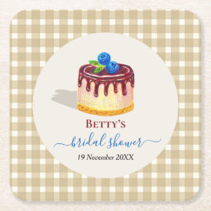 Handgezeichnete Torte Dessert Süß Cute Brautparty Rechteckiger Pappuntersetzer