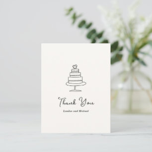 Handgezeichnete Torte Doodle Moderne Hochzeit Dankeskarte