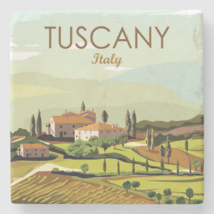 Handgezeichnete Toskana Italien Landschaftslandsch Steinuntersetzer