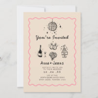 handgezeichnete, trendige und trendige Hochzeit