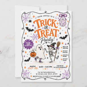 Handgezeichnete Trick-or-Treat-Disco-Halloween-Par Einladung