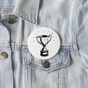 Handgezeichnete Trophäe Retro Schwarz-Weiß-Auszeic Button