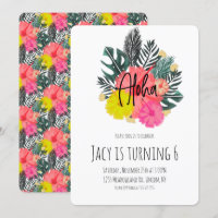 Handgezeichnete tropische Aloha-Blumen-Geburtstags