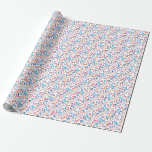 Handgezeichnete tropische Blumen, Blätter Muster. Geschenkpapier