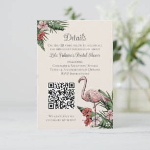 Handgezeichnete tropische Flamingo-QR-Code-Hochzei Begleitkarte