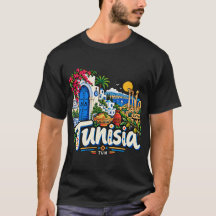 Handgezeichnete Tunesien-Reise-Kunst-Sehenswürdigk