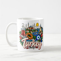 Handgezeichnete Türkei-Reise-Kunst-Sehenswürdigkei