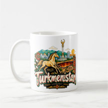 Handgezeichnete Turkmenistan-Reise-Kunst-Sehenswür