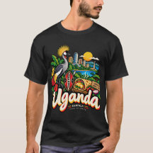 Handgezeichnete Uganda-Reise-Kunst-Sehenswürdigkei
