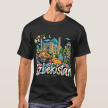 Handgezeichnete Usbekistan-Reise-Kunst-Sehenswürdi