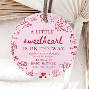 Handgezeichnete Valentinstag-Baby-Party für kleine Geschenkanhänger