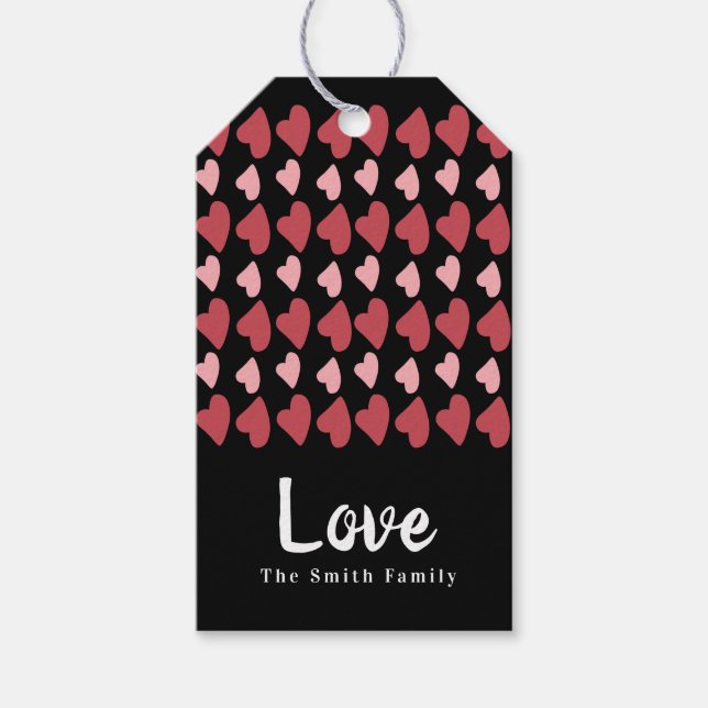 Handgezeichnete Valentinstag-Herzen Schwarz Geschenkanhänger (Vorderseite)