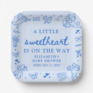 Handgezeichnete Valentinstag-Little-Sweetheart-Bab Pappteller