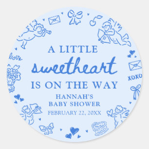 Handgezeichnete Valentinstag-Little-Sweetheart-Bab Runder Aufkleber