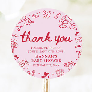 Handgezeichnete Valentinstag-Little-Sweetheart-Bab Runder Aufkleber