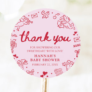 Handgezeichnete Valentinstag-Little-Sweetheart-Bab Runder Aufkleber
