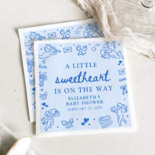 Handgezeichnete Valentinstag-Little-Sweetheart-Bab Serviette