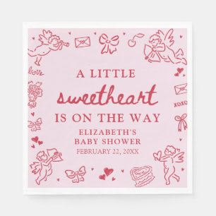 Handgezeichnete Valentinstag-Little-Sweetheart-Bab Serviette