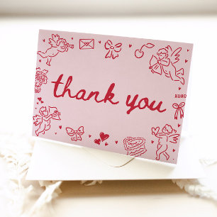Handgezeichnete Valentinstag-Schatz-Thank-you-Kart Dankeskarte