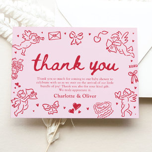 Handgezeichnete Valentinstag-Schatz-Thank-you-Kart Dankeskarte