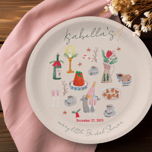 Handgezeichnete verspielte fröhliche kleine Bridal Pappteller