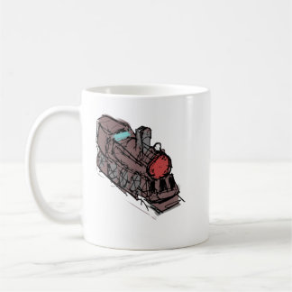 Handgezeichnete Vintage-Dampfmaschine Keramik-Kaff Kaffeetasse