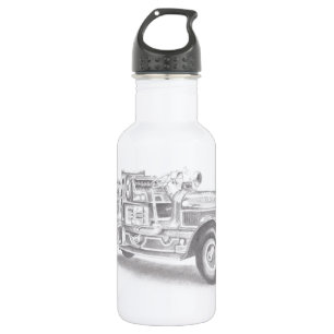 handgezeichnete Vintage-Feuerwehrskizze Trinkflasche