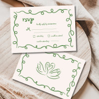 Handgezeichnete Vintage Französisch-grüne Whimsike