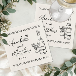 Handgezeichnete Vintage-Hochzeit Serviette