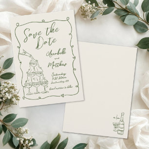 Handgezeichnete Vintage-Hochzeit - Termin vormerke Save The Date