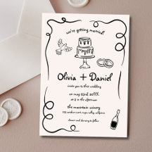 Handgezeichnete Vintage Schwarz-Weiß-Hochzeit