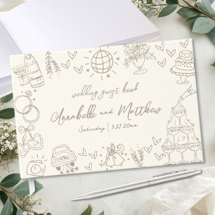 Handgezeichnete Vintage-Whimsical-Hochzeit Gästebuch